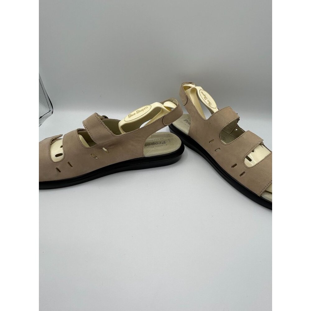 Propet Breeze Walker Size 12 Beige Leather Sandals With Adjustable Straps - Picture 7 of 10